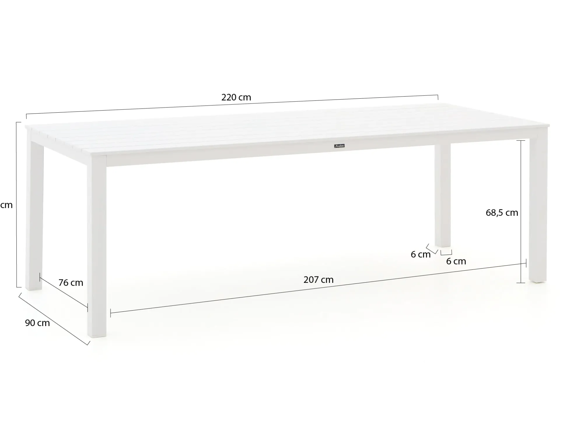 Bellagio Rumo/Menzano 220cm dining tuinset 7-delig stapelbaar