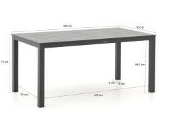 Bellagio Rumo/Menzano 160cm dining tuinset 5-delig stapelbaar
