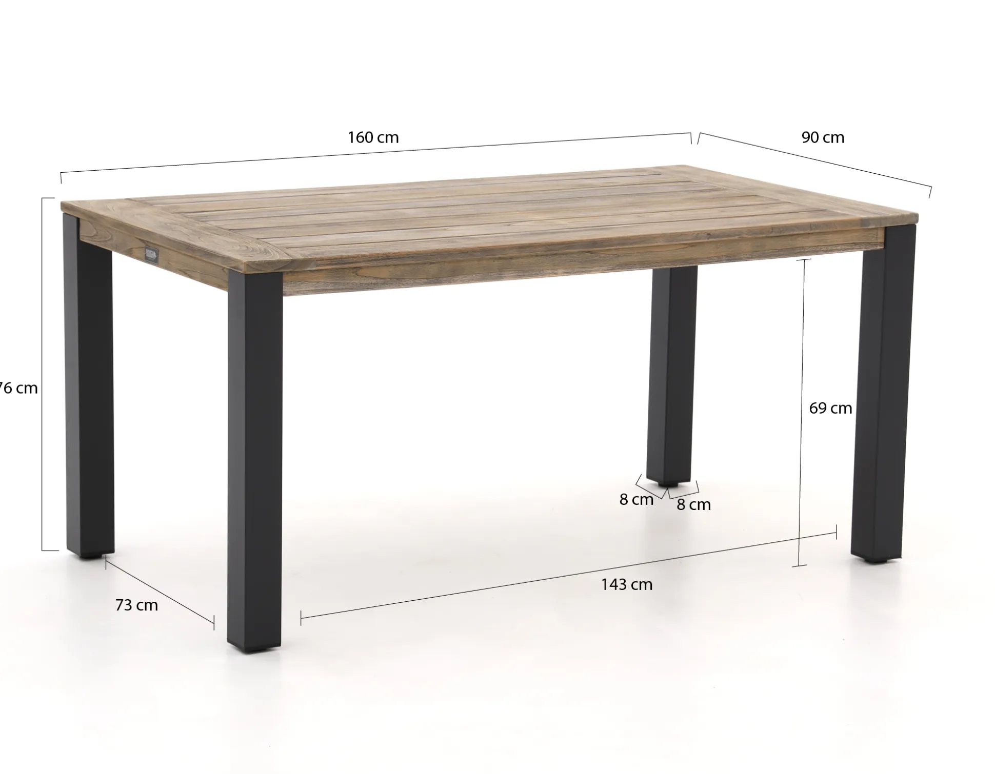 Bellagio Rumo/ROUGH-S 160cm dining tuinset 5-delig stapelbaar