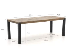 Bellagio Rumo/ROUGH-S 220cm dining tuinset 7-delig stapelbaar