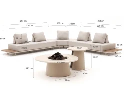 Bellagio San Lupo/Cosidune hoek loungeset met vuurtafels 5-delig