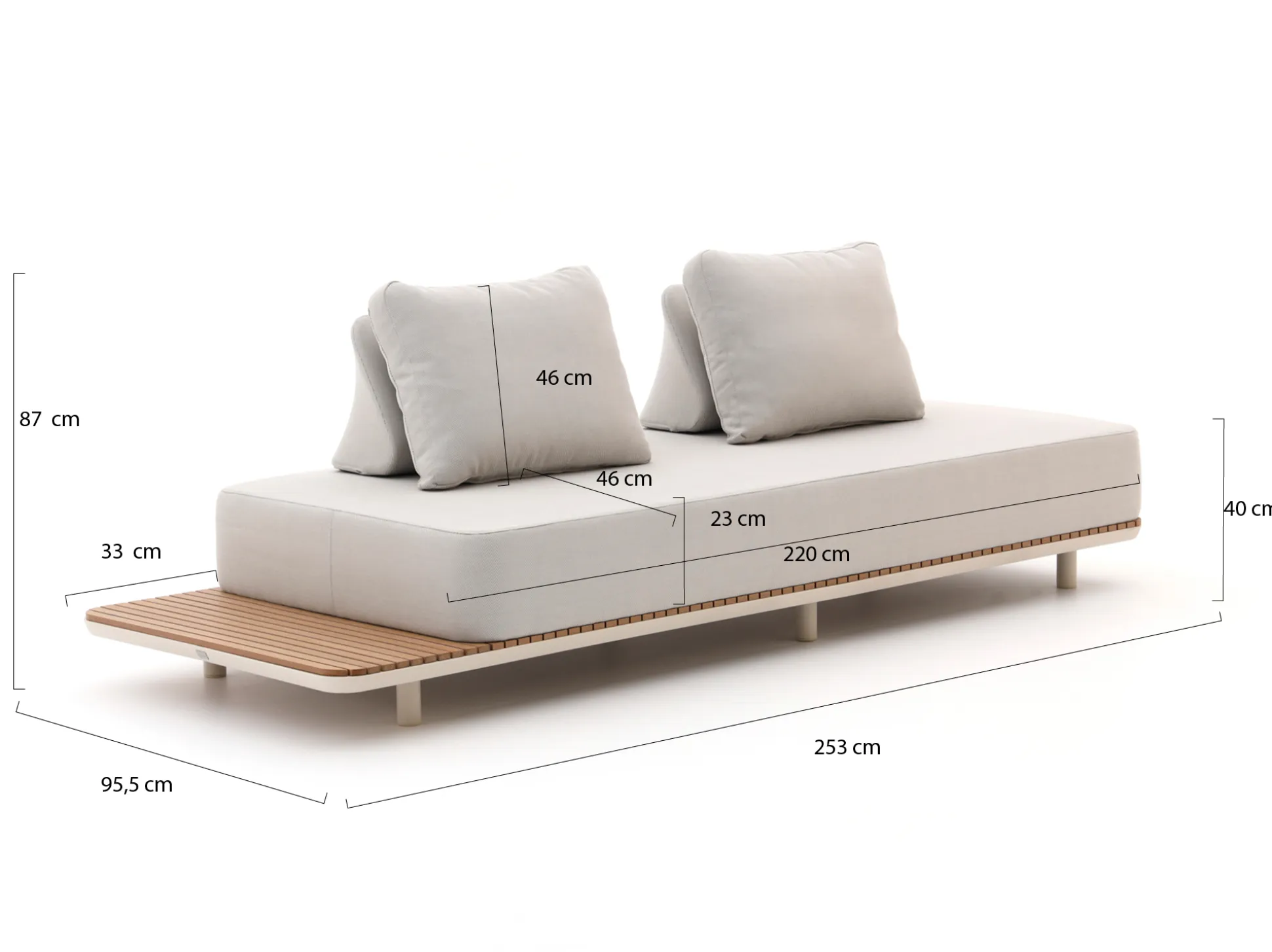 Bellagio San Lupo lounge tuinbank 2-zits links/rechts 253cm