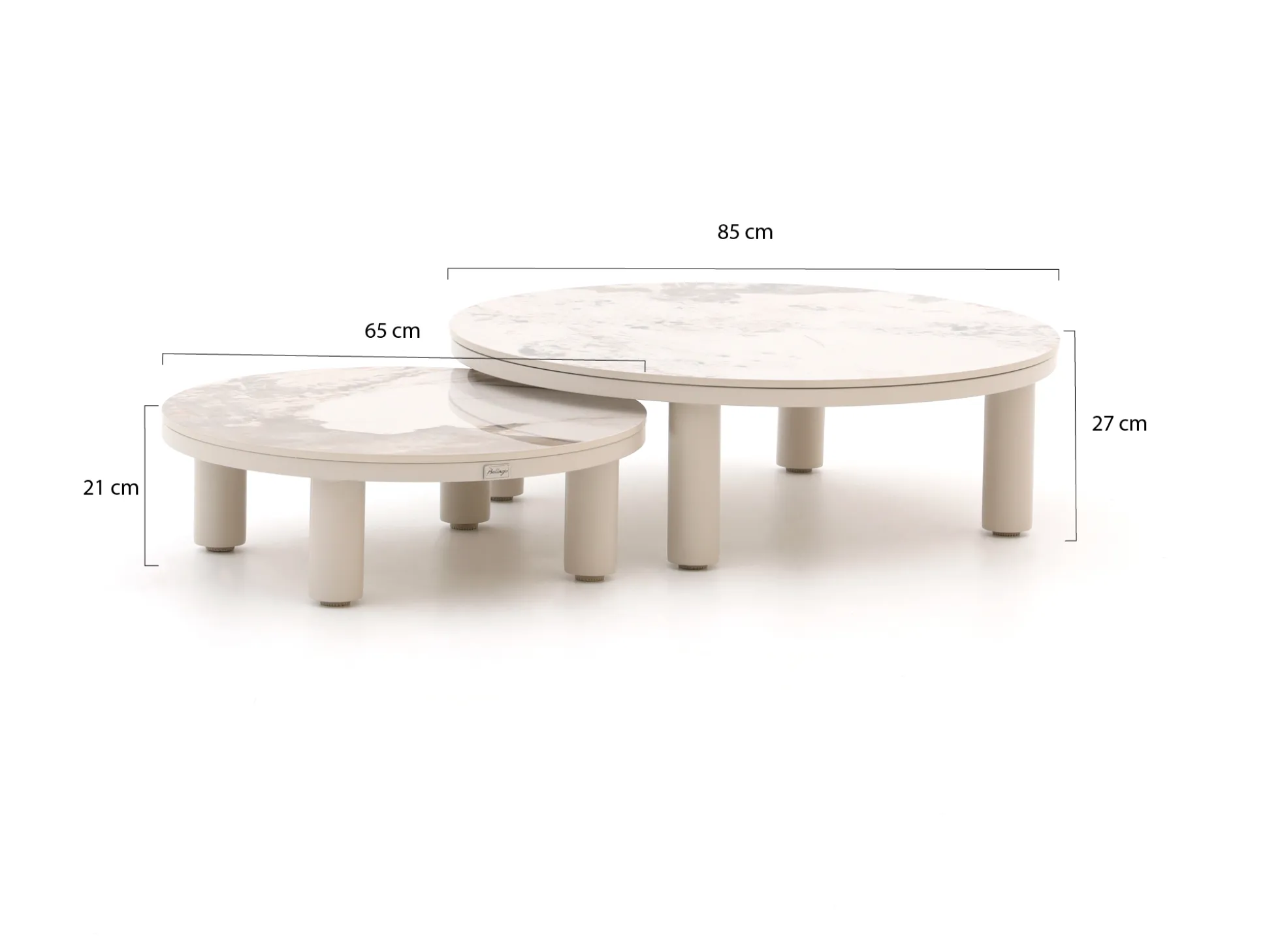 Bellagio Sarsina lounge tuintafelset ø85cm(h:27cm)/ø65cm (h:21cm)