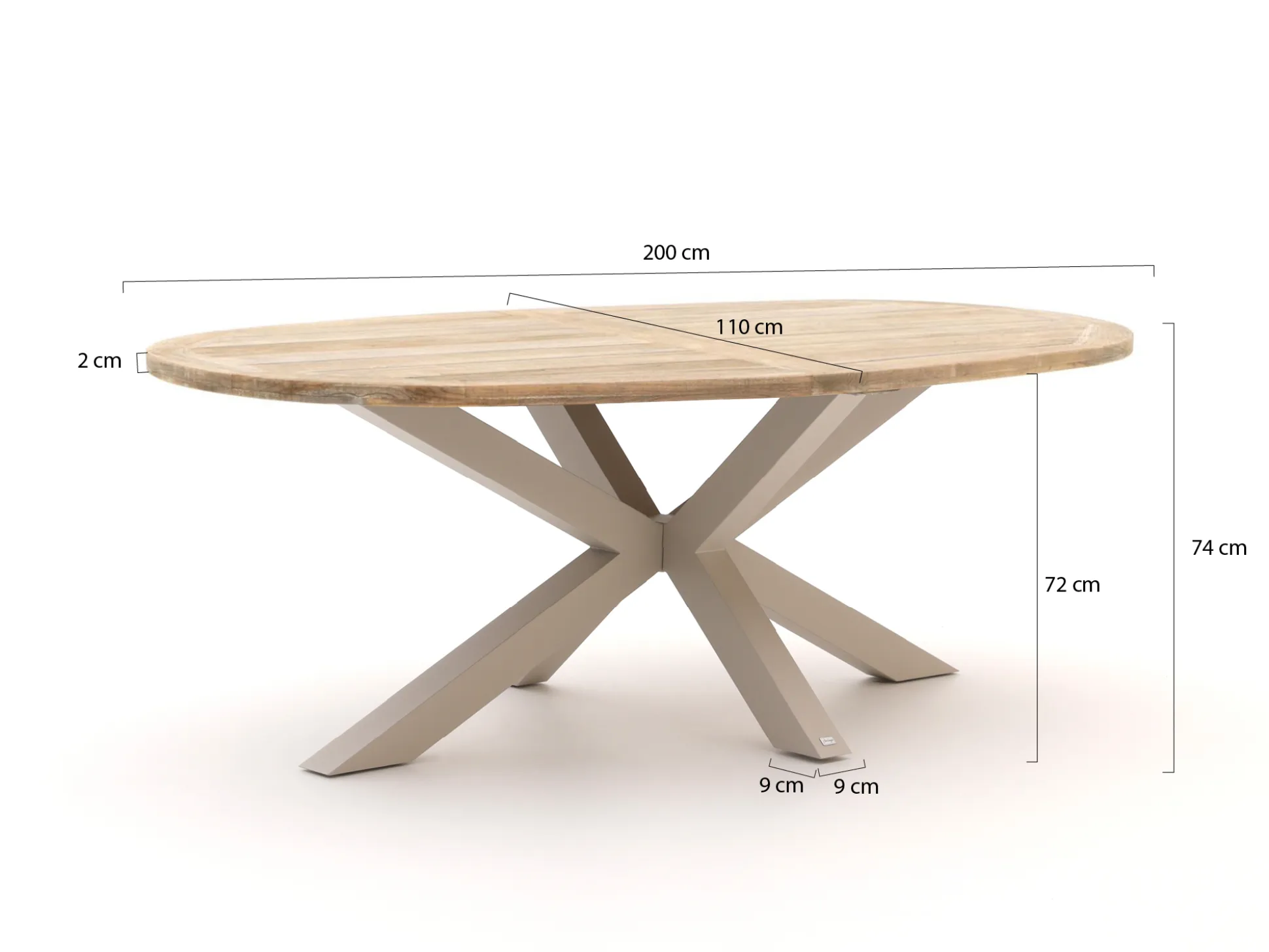 Bellagio Sordio/ROUGH-Y Ellips 200cm dining tuinset 5-delig stapelbaar