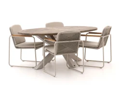 Bellagio Sordio/ROUGH-Y Ellips 200cm dining tuinset 5-delig stapelbaar
