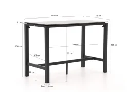 Bellagio Trecenta bartafel 150x75x105cm