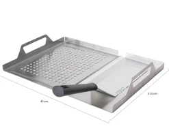 Boretti barbecue 2-in-1 grill tray met spatel 31,5x7,5x43cm