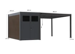 Cedrino Pergola 400x360x255cm incl. Berging 360x200cm