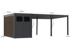 Cedrino Pergola 530x360x255cm incl. Berging 360x200cm