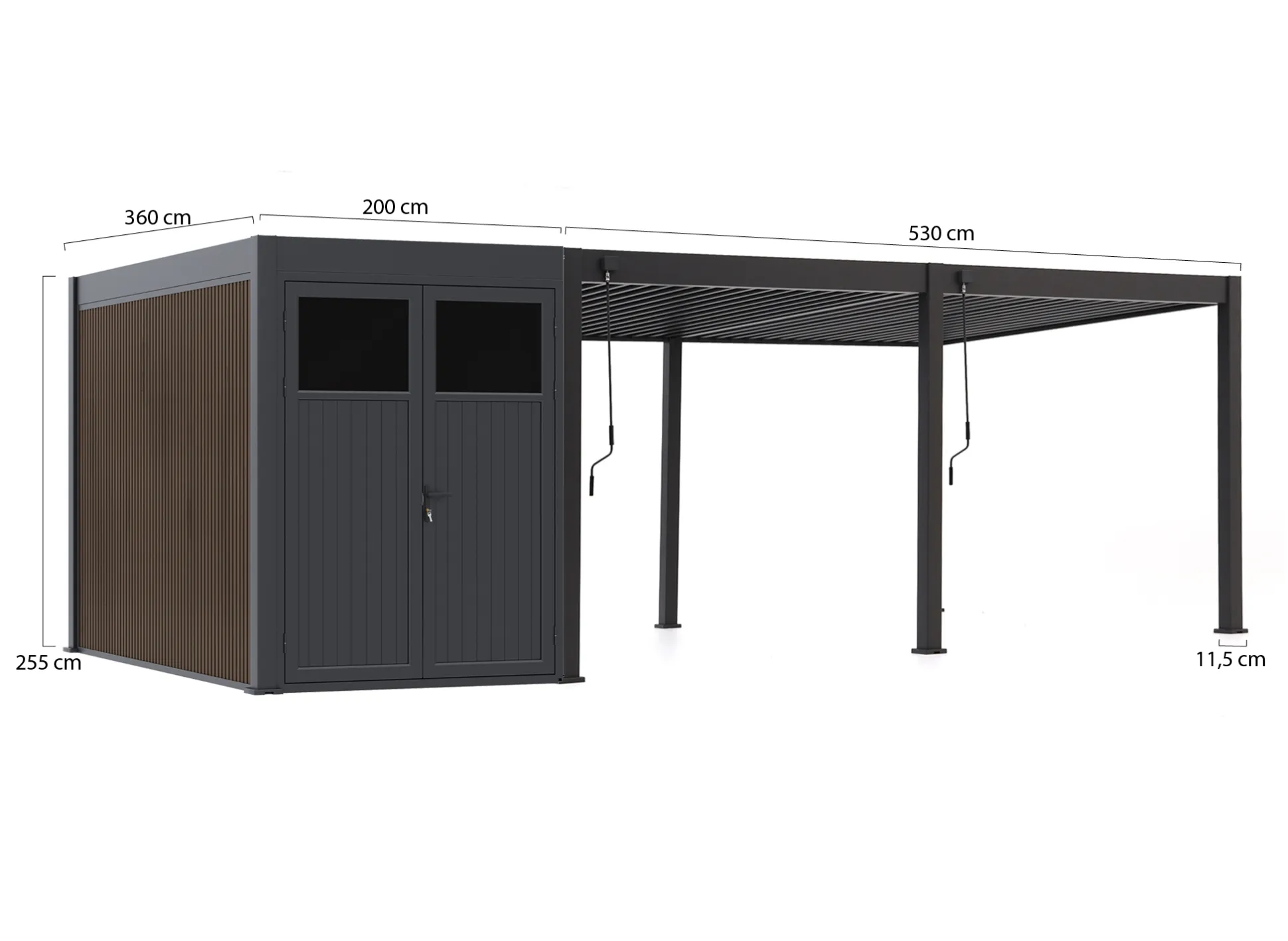 Cedrino Pergola 530x360x255cm incl. Berging 360x200cm