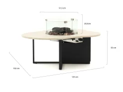 Cosiloft Novi lounge vuurtafel 125x102x50cm