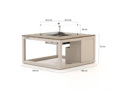 Cosiraw lounge vuurtafel 100x100x55cm