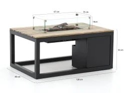 Cosiraw lounge vuurtafel 120x80x55cm