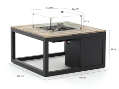 Cosiraw lounge vuurtafel 100x100x55cm