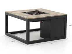 Cosiraw lounge vuurtafel 100x100x55cm