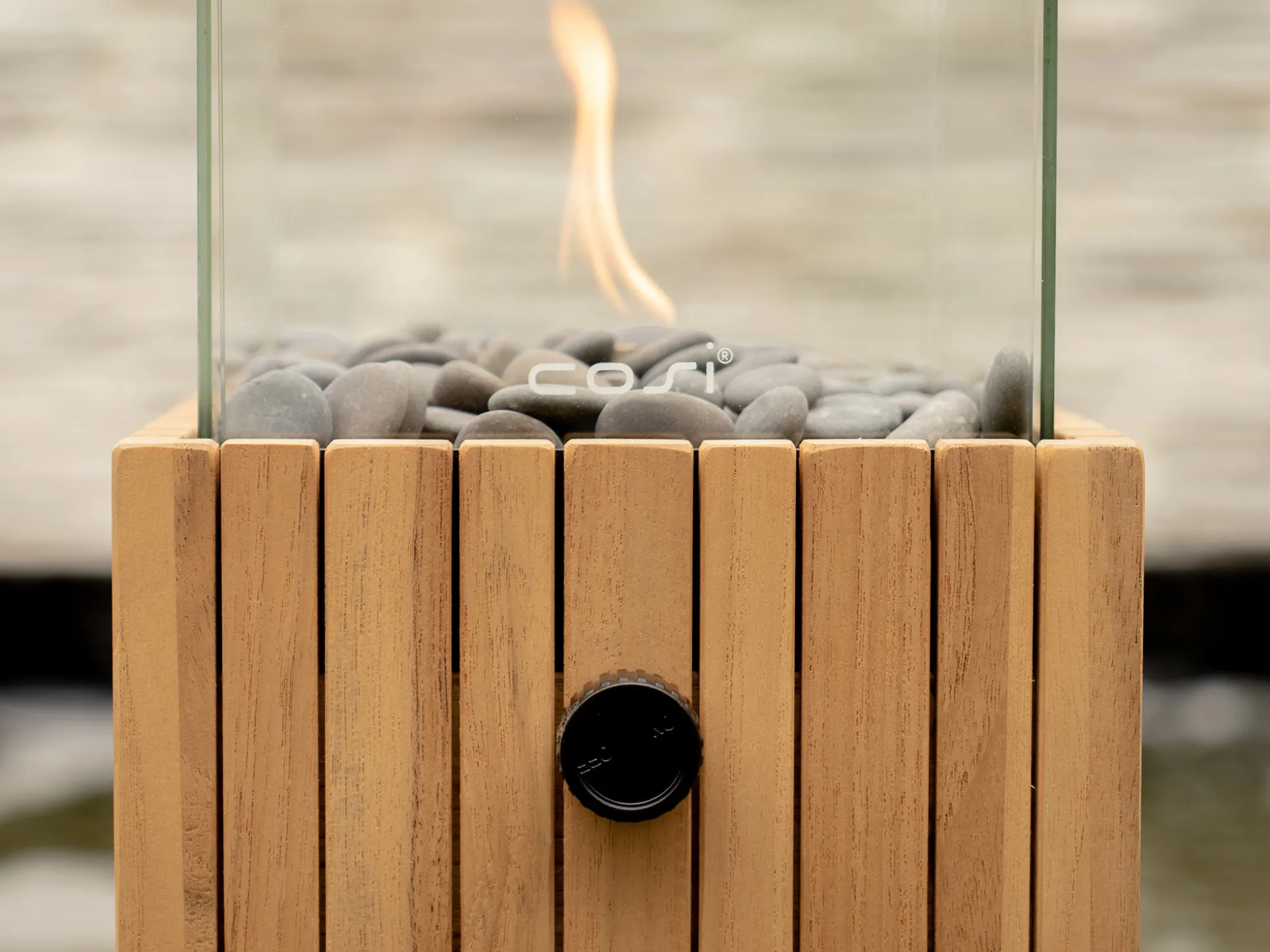 Cosiscoop Timber square gaslantaarn 20x20x30cm