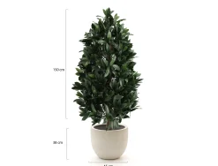 Designplants/Luca Lifestyle Laurier pyramide kunstplant (h:150cm) met Grigio New Egg bloempot