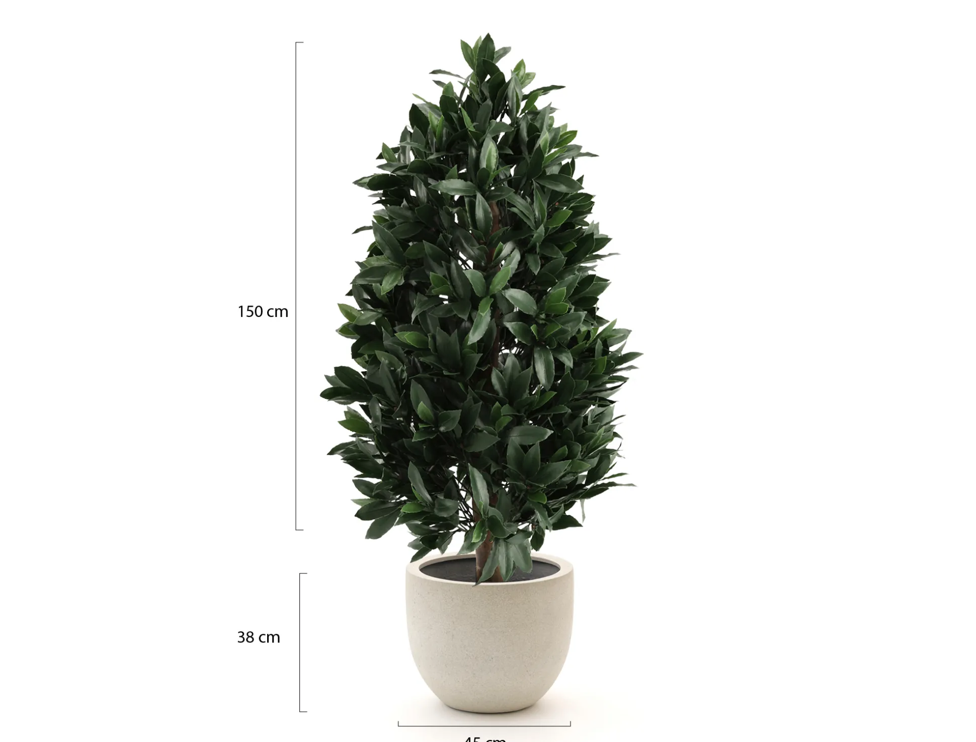 Designplants/Luca Lifestyle Laurier pyramide kunstplant (h:150cm) met Grigio New Egg bloempot