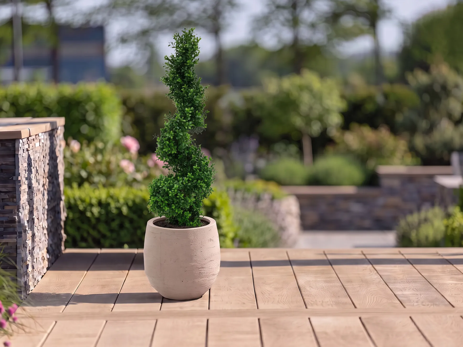 Designplants/Luca Lifestyle Buxus spiraal kunstboom (h:100cm) met Bordo Balloon bloempot