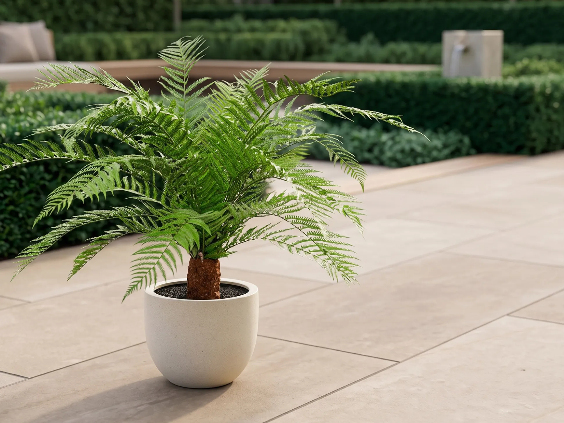 Designplants/Luca Lifestyle Alsophillia varen kunstplant (h:80cm) met Grigio New Egg bloempot