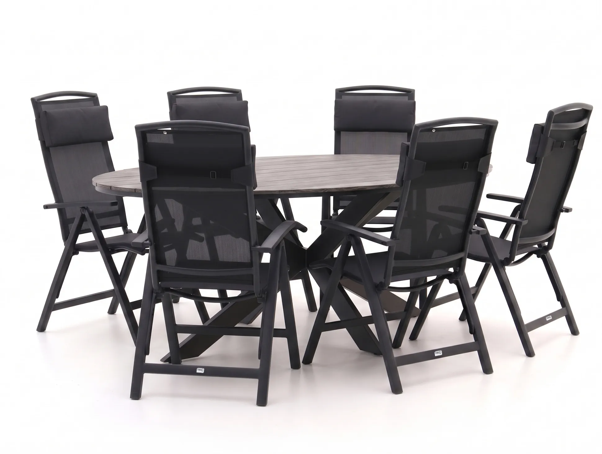 Forza Capri/Fidenza ovaal 220cm dining tuinset 7-delig verstelbaar