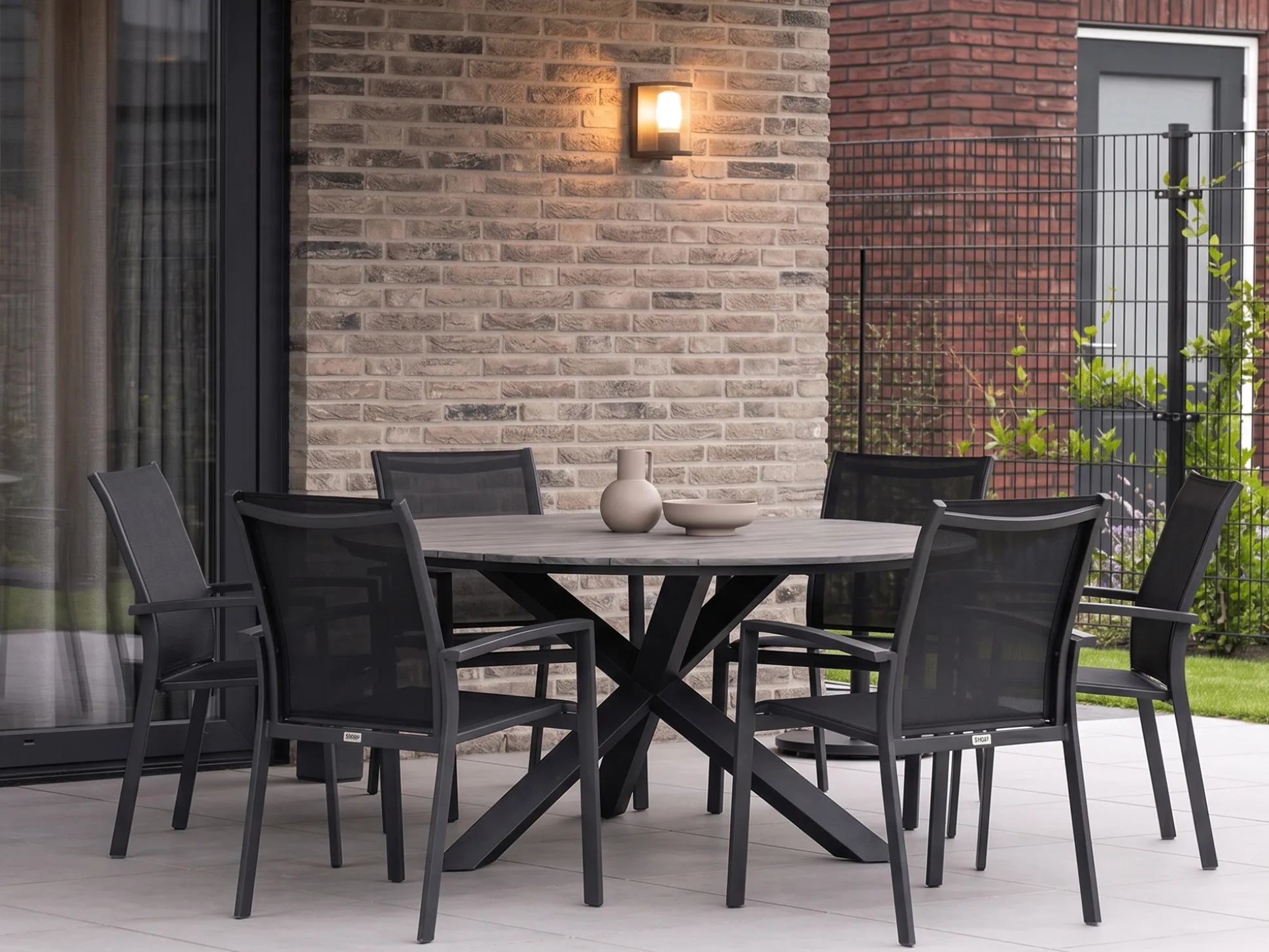 Forza Centallo/Fidenza ø149cm dining tuinset 7-delig stapelbaar