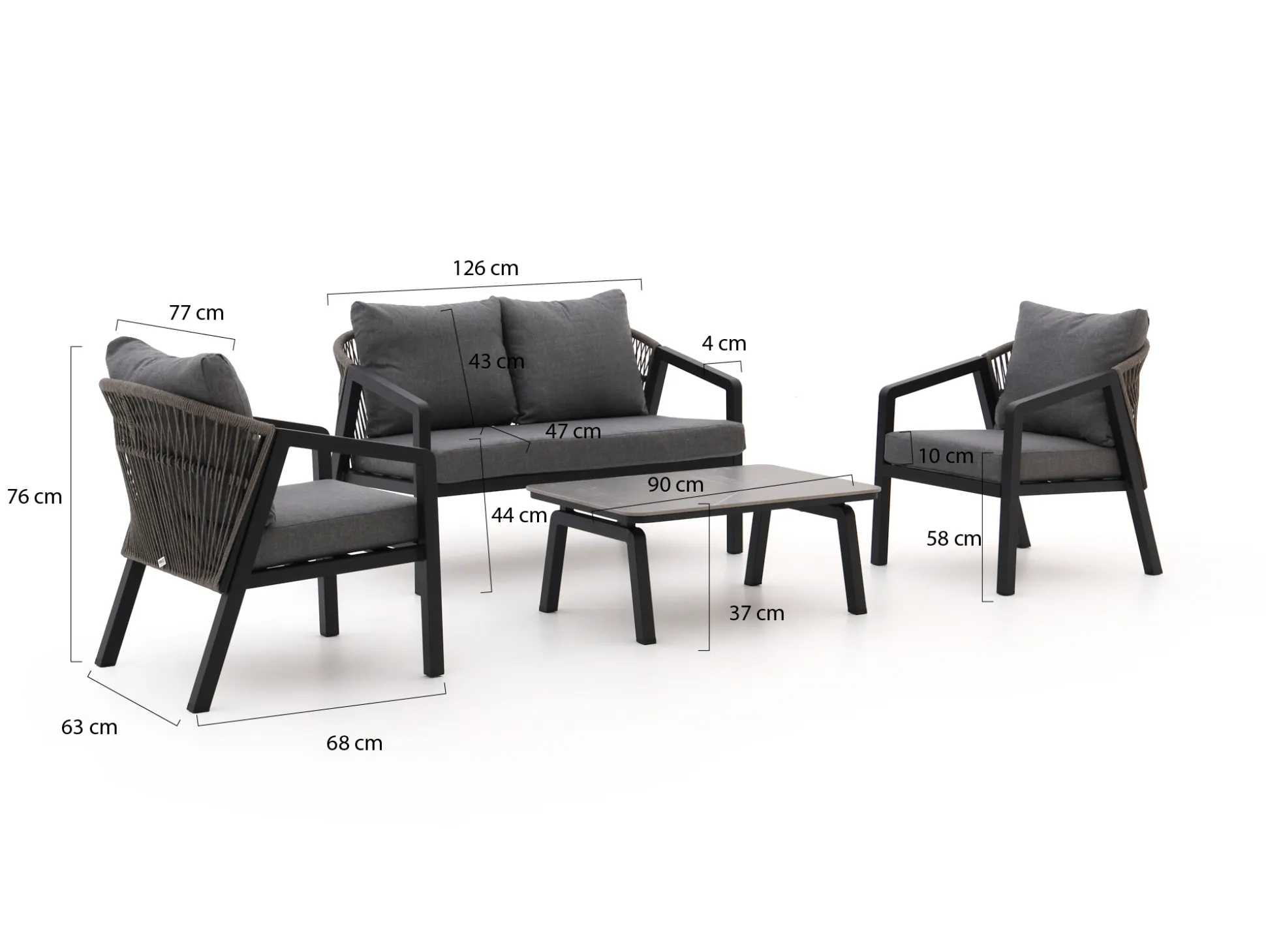 Forza Iseo stoel-bank loungeset 4-delig