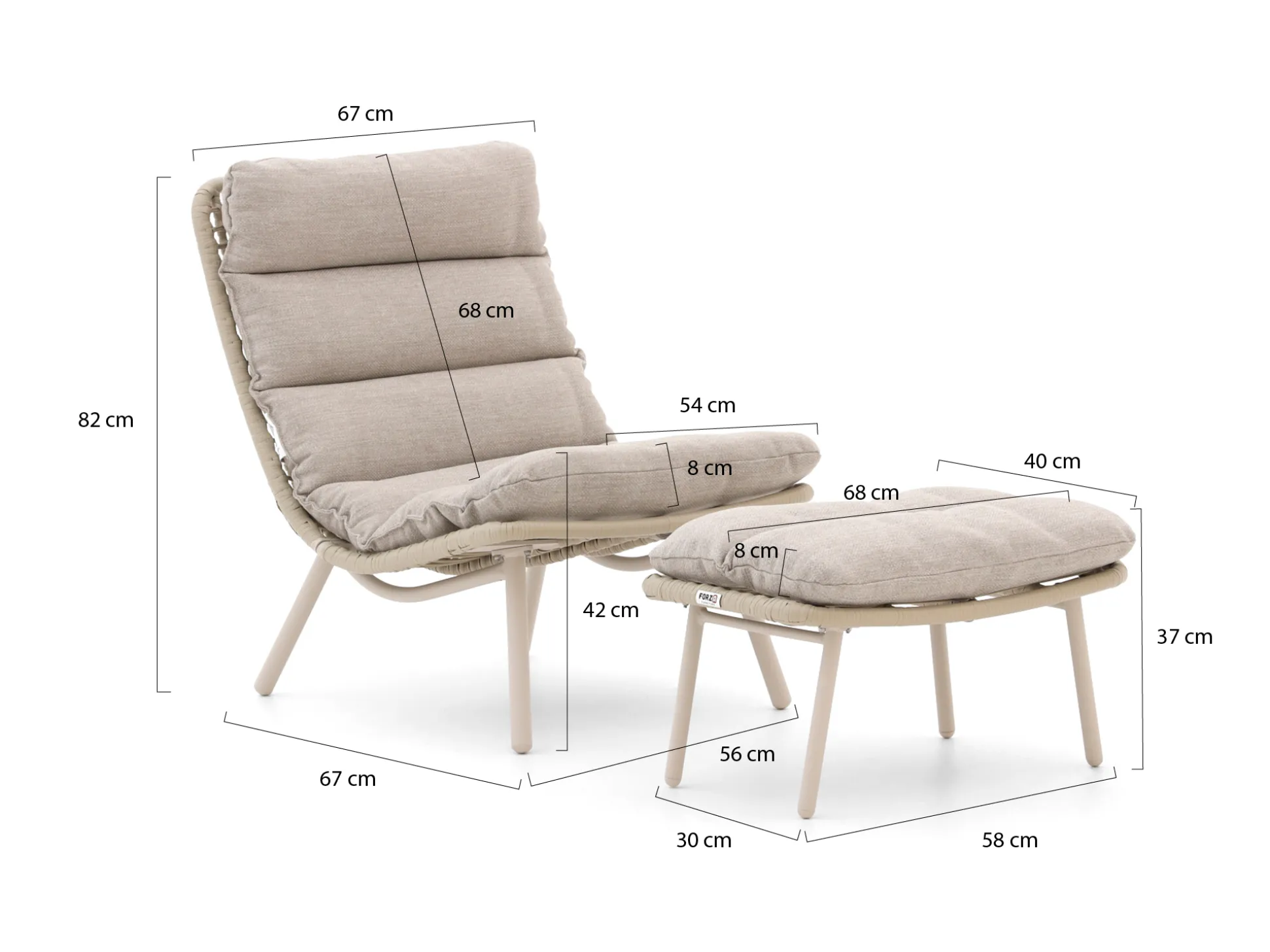 Forza Marradi lounge tuinstoel met voetenbank