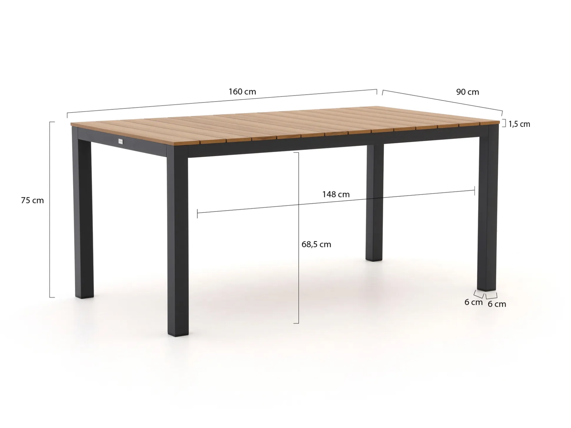 Forza Narni/Fidenza 220cm dining tuinset 7-delig stapelbaar