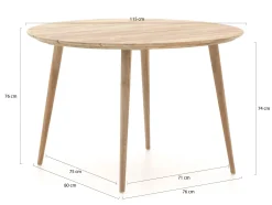 Forza Narni/ROUGH-K ø115cm dining tuinset 5-delig stapelbaar