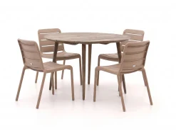 Forza Narni/ROUGH-K ø115cm dining tuinset 5-delig stapelbaar