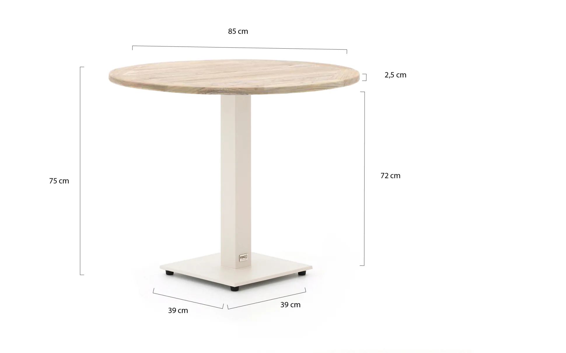 Forza Orta tuintafel ø85cm (h:75cm)