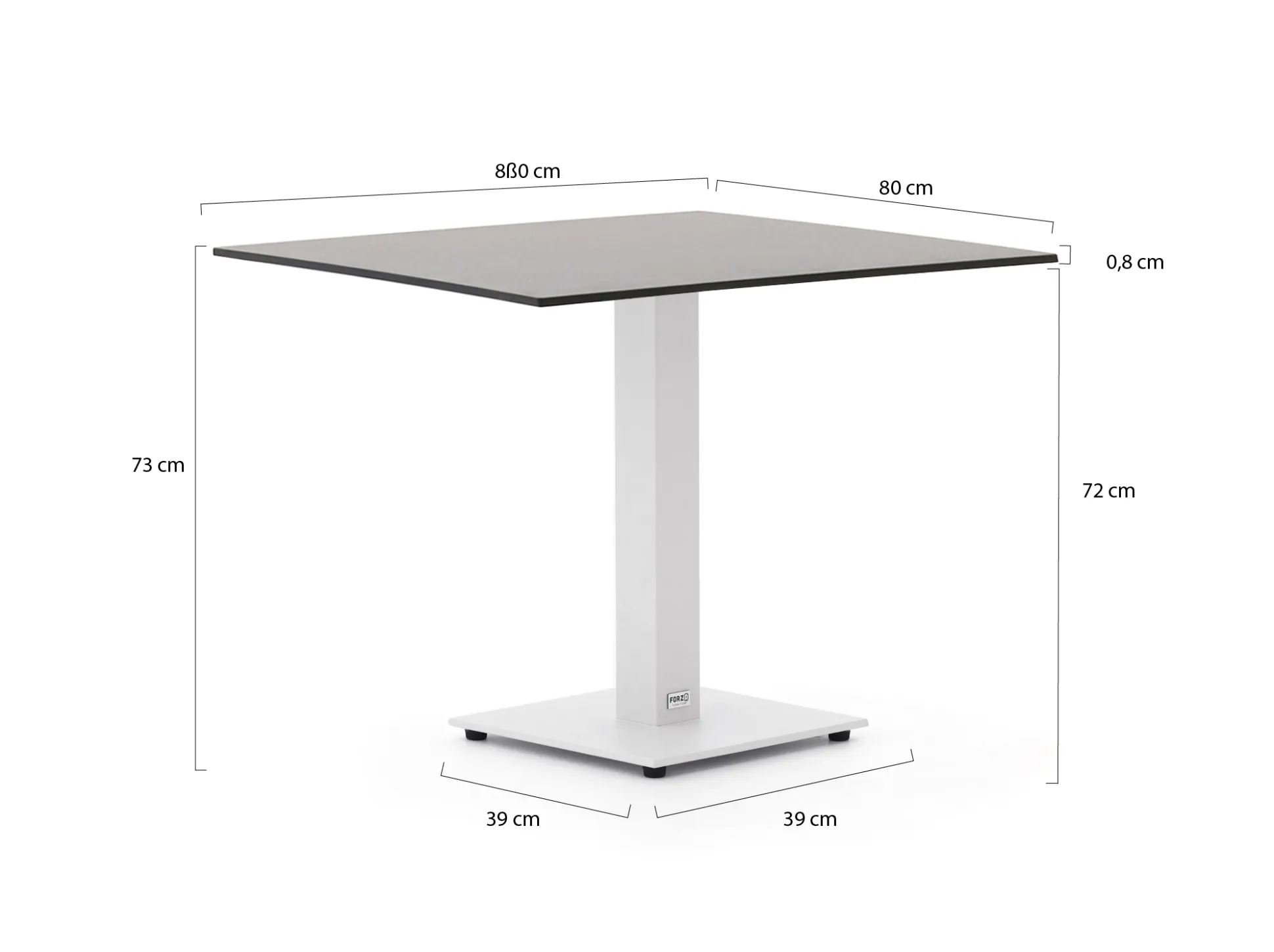 Forza Orta tuintafel 80x80x73cm