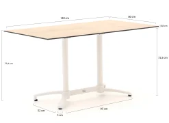 Forza Ripi/Canzo 140cm dining tuinset 5-delig stapelbaar inklapbaar