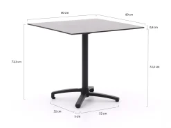 Forza Ripi/Canzo 80cm dining tuinset 5-delig stapelbaar inklapbaar