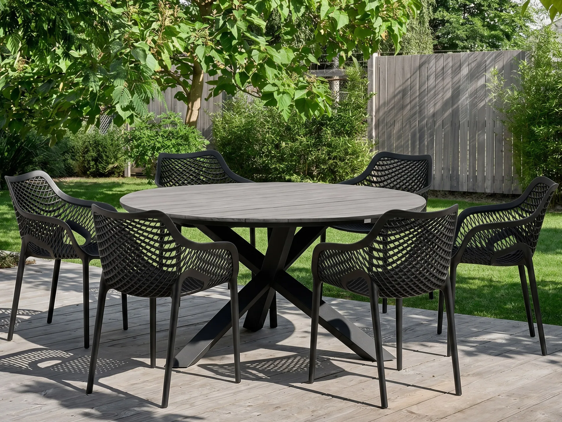 Forza Ripi/Fidenza ø149cm dining tuinset 7-delig stapelbaar