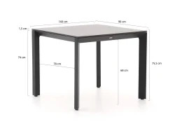 Forza Ripi/Sestino 90cm dining tuinset 5-delig stapelbaar