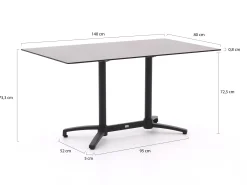 Forza Sile/Canzo 140cm dining tuinset 5-delig stapelbaar inklapbaar