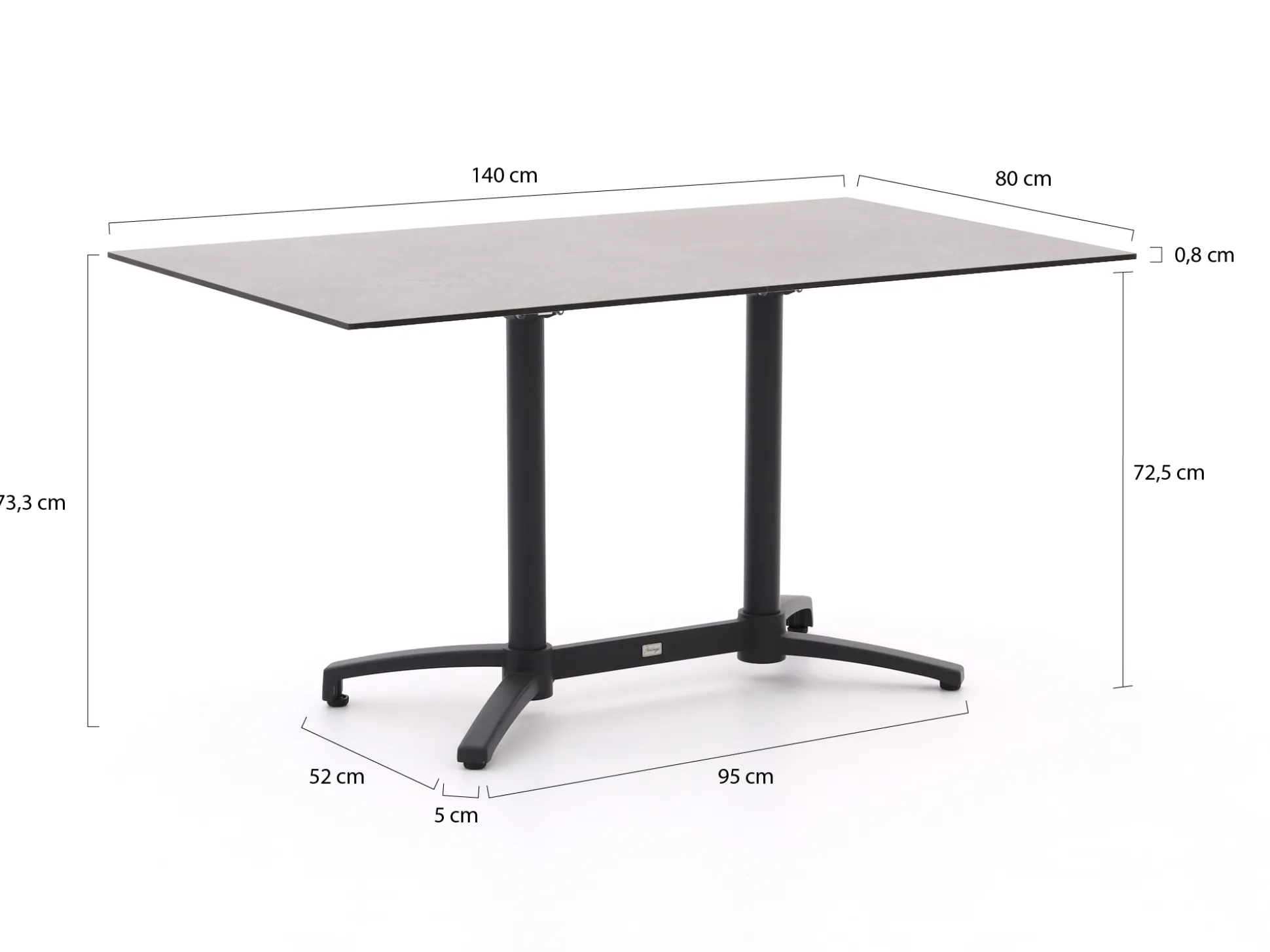 Forza Sile/Canzo 140cm dining tuinset 5-delig stapelbaar inklapbaar