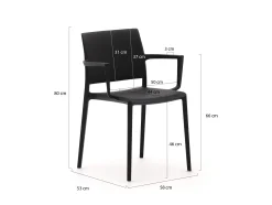 Forza Sile/Canzo 140cm dining tuinset 5-delig stapelbaar inklapbaar
