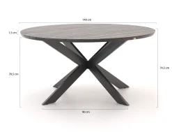 Forza Vico/Fidenza ø149cm dining tuinset 7-delig stapelbaar