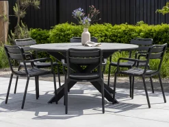 Forza Vico/Fidenza ø149cm dining tuinset 7-delig stapelbaar