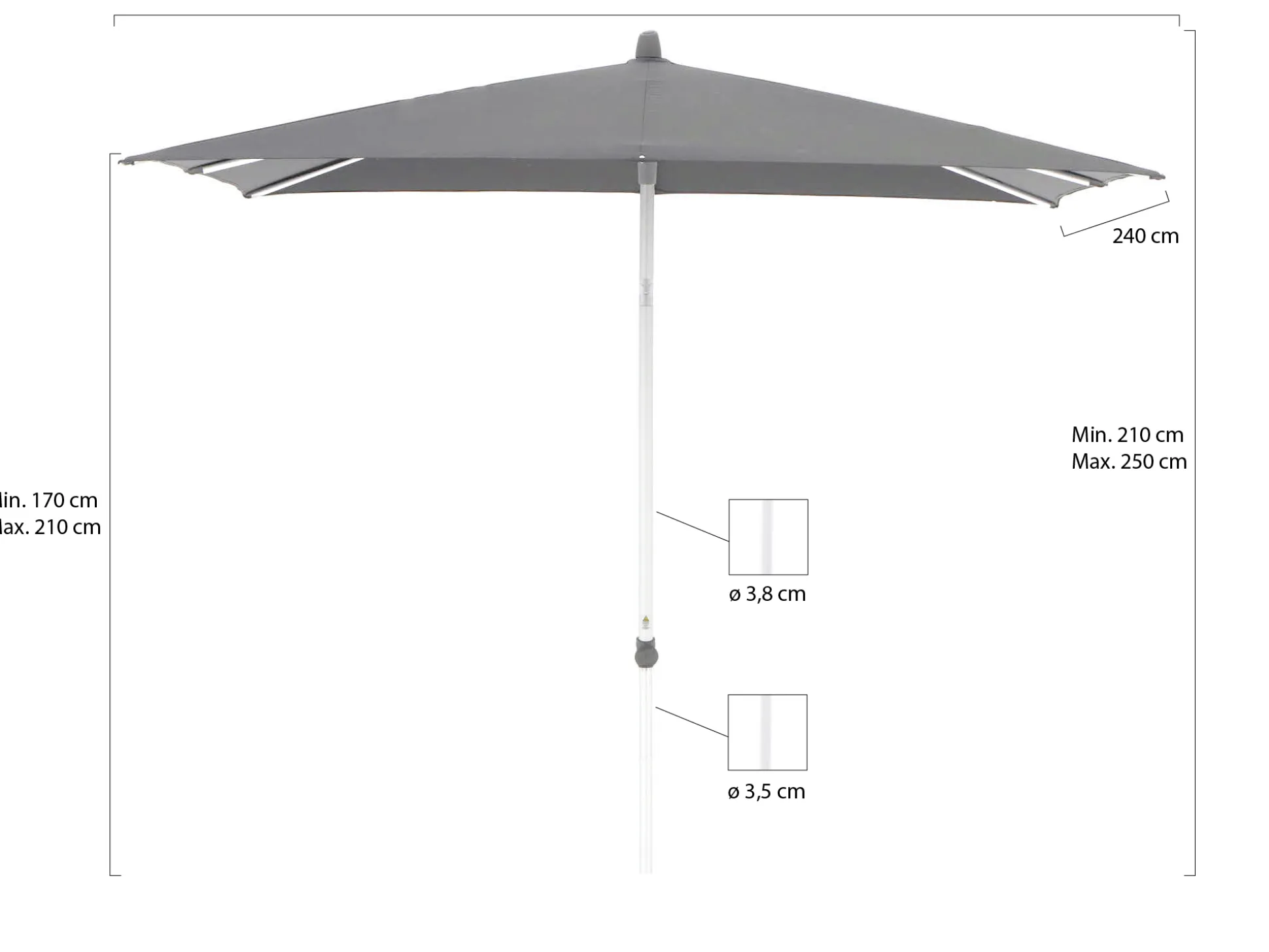Glatz Alu-Smart parasol 240x240cm