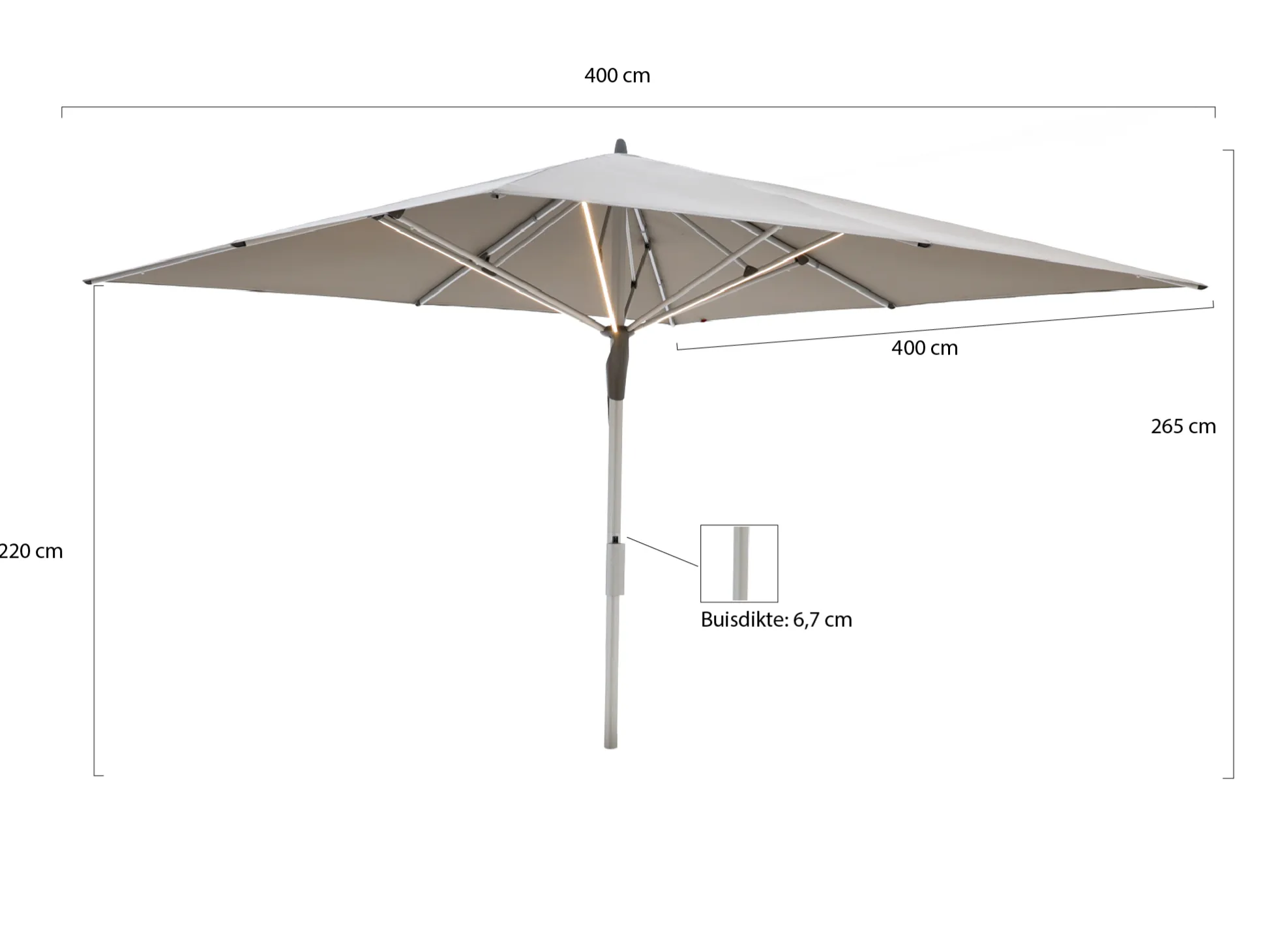 Glatz Fortello LED parasol 400x400cm