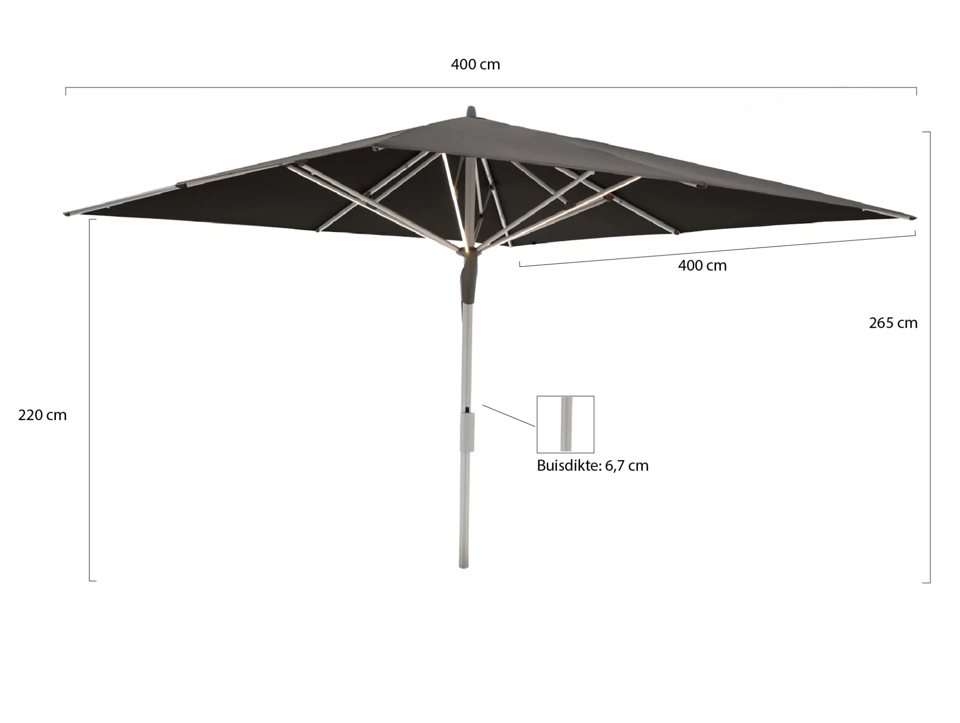Glatz Fortello LED parasol 400x400cm
