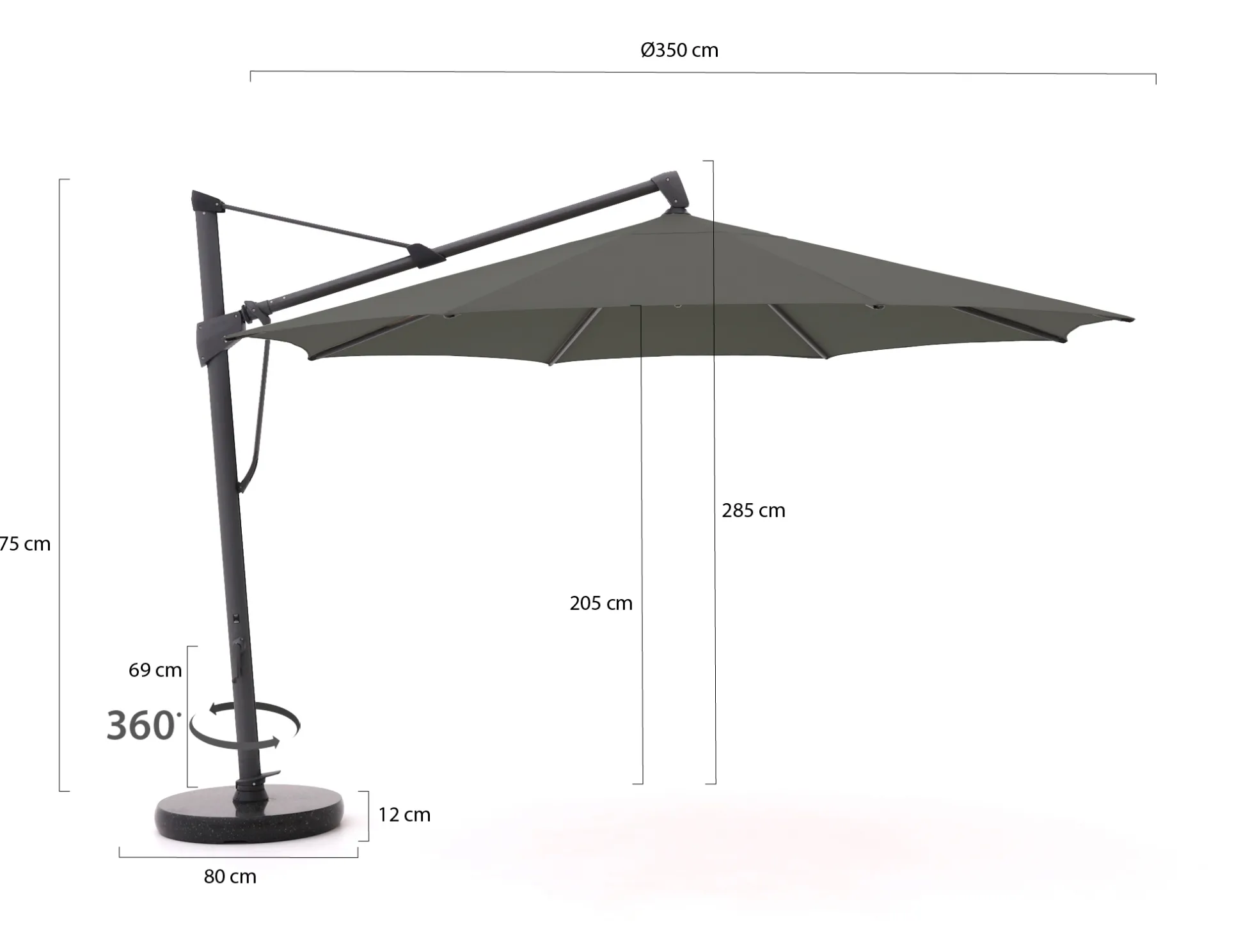Glatz Sombrano S+ Easy zweefparasol ø 350cm