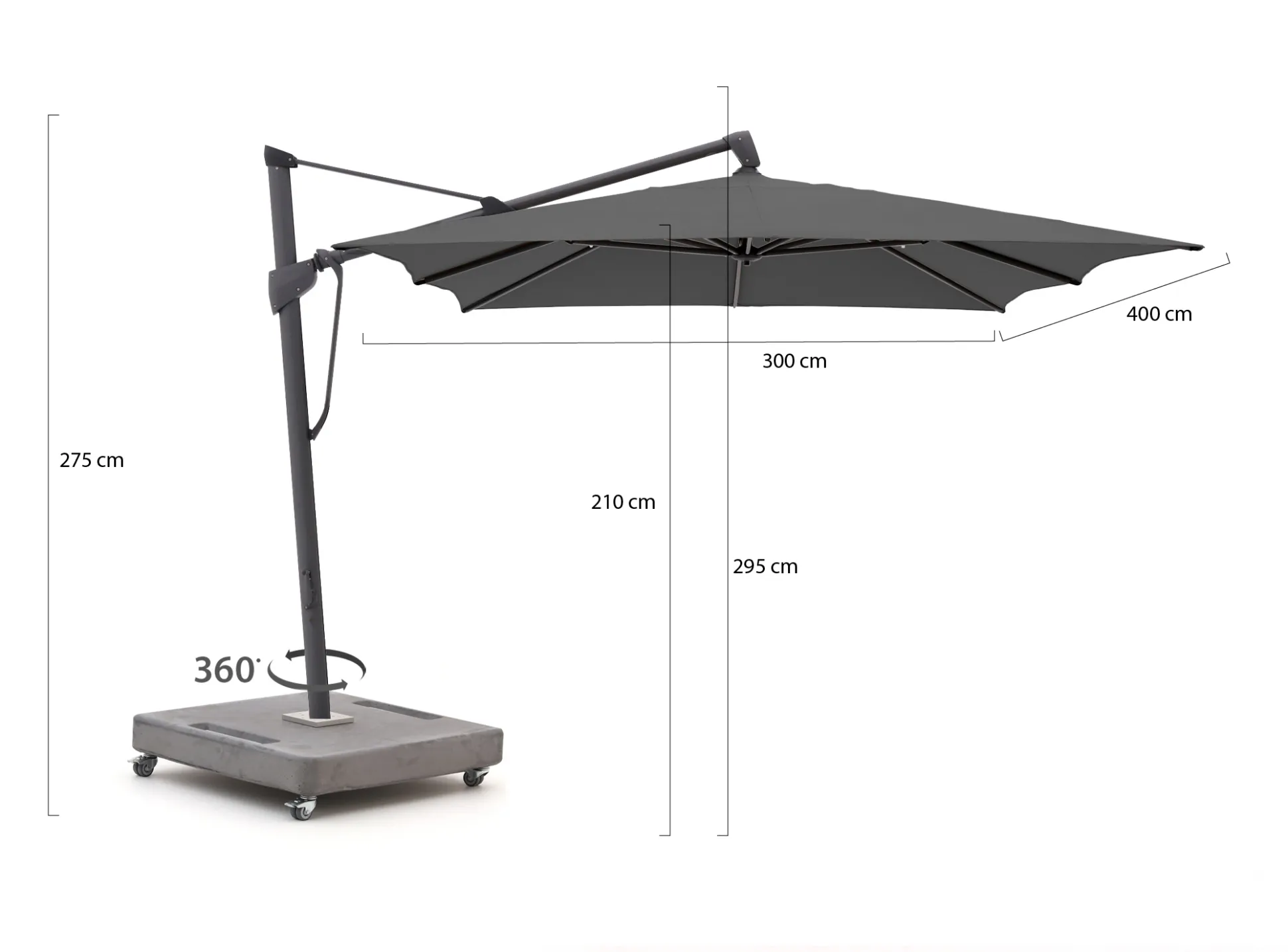 Glatz Sombrano S+ Easy zweefparasol 400x300cm