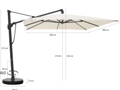 Glatz Sombrano S+ Easy zweefparasol 400x300cm