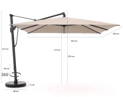 Glatz Sombrano S+ Easy zweefparasol 350x350cm