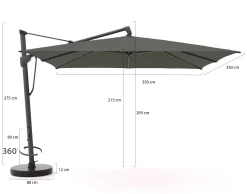 Glatz Sombrano S+ Easy zweefparasol 350x350cm